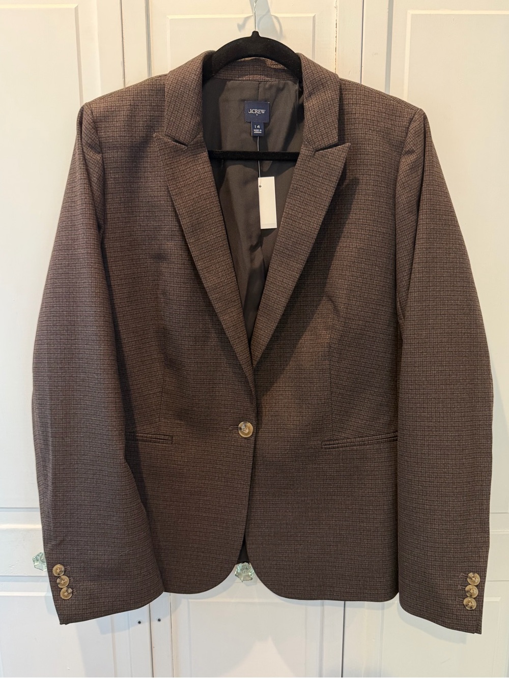 J. Crew Factory Women's Brown Plaid Single-Button Tailored Blazer NWT 14
